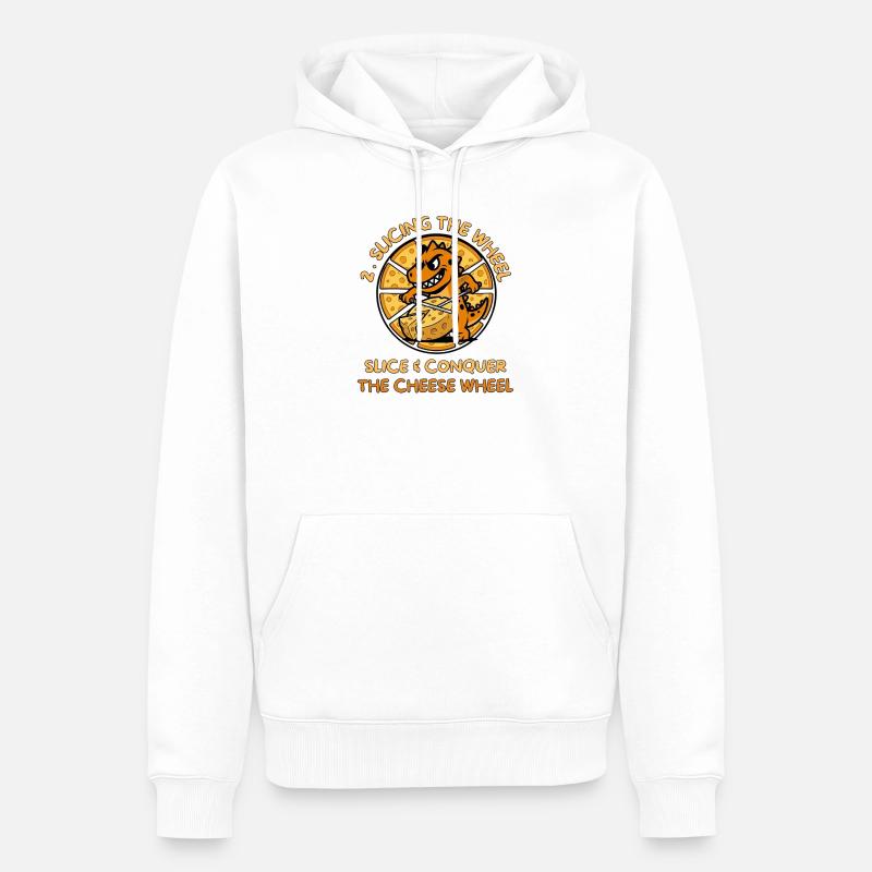 KäseDino : Découpe et Conquérance - Sweat à capuche Premium bio Homme - blanc