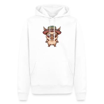 Schwein Sombrero Wildschwein - Männer Premium Bio Hoodie - Weiß - Vorne - Nico (187cm)