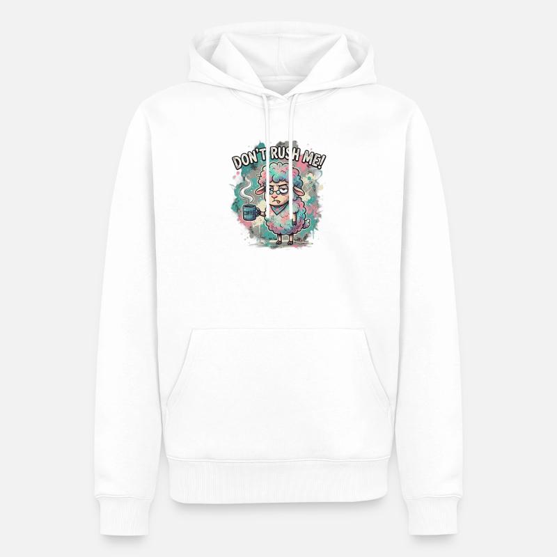 Dont Rush Me Kaffee Schaf Cartoon - Männer Premium Bio Hoodie - Weiß