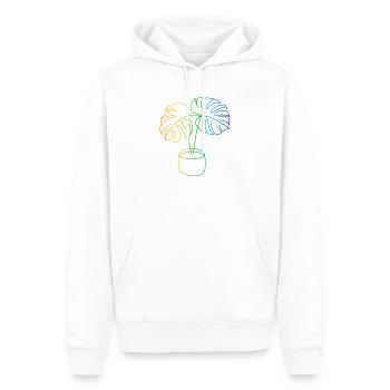 Monstera Regenbogen Linienkunst - Männer Premium Bio Hoodie - Weiß - Vorne - Nico (187cm)