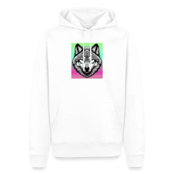Wolf - Men’s Premium Organic Hoodie - white - Front - Nico (187cm)
