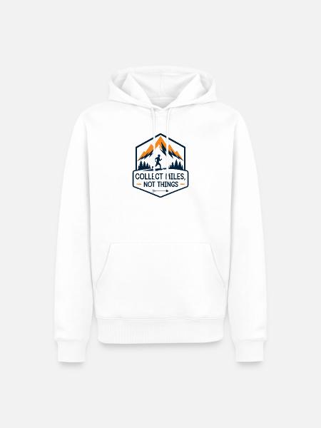 Trailrunning. Sammeln Sie Meilen und nicht Dinge - Männer Premium Bio Hoodie - Weiß