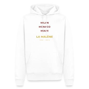 La Malène Lozère - Miami - Monaco - Milan - Sweat à capuche Premium bio Homme - blanc - Devant - Nico (187cm)