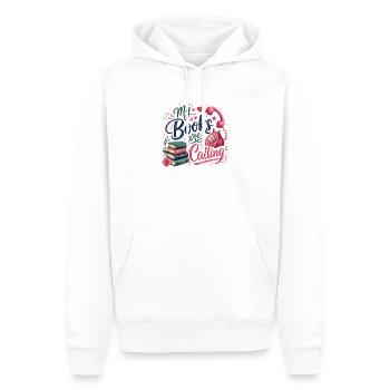 Mes livres m'appellent - Sweat à capuche Premium bio Homme - blanc - Devant - Nico (187cm)