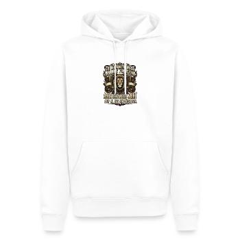 Sie können mich alles fragen - Männer Premium Bio Hoodie - Weiß - Vorne - Nico (187cm)