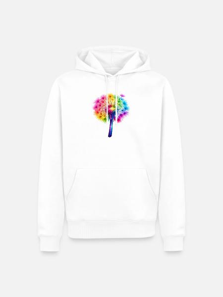 Regenbogen-Pusteblume - Männer Premium Bio Hoodie - Weiß