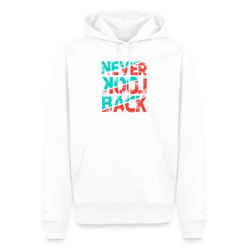 Never Look Back – Retro Typography Statement Design - Men’s Premium Organic Hoodie - white - Front - Nico (187cm)
