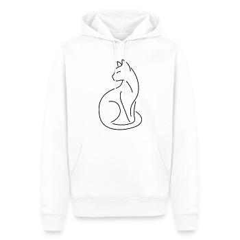 Silhouette de chat matou-chat aux lignes noires - Sweat à capuche Premium bio Homme - blanc - Devant - Nico (187cm)