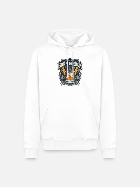 Geboren zum Rocken - Männer Premium Bio Hoodie - Weiß