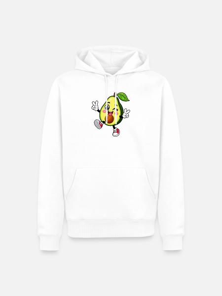 Avocado-Groove: Zwinkerndes Fruchtfröhchen - Männer Premium Bio Hoodie - Weiß