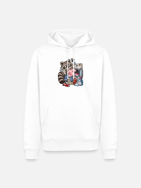 Waschbär im Waschsalon  - Männer Premium Bio Hoodie - Weiß