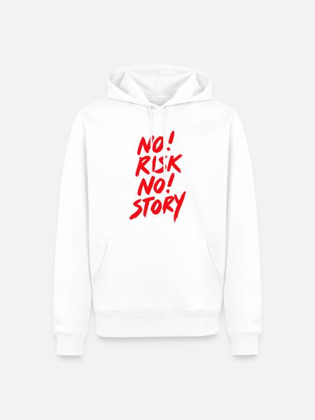 No risk no story - Männer Premium Bio Hoodie - Weiß