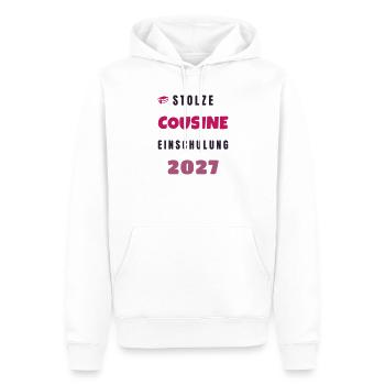 Stolze Cousine Einschulung 2027 Schulkind Fest - Männer Premium Bio Hoodie - Weiß - Vorne - Nico (187cm)