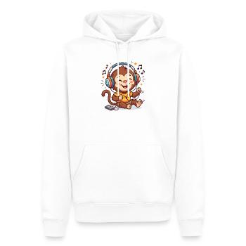 Musikaffe mit Kopfhörern - Männer Premium Bio Hoodie - Weiß - Vorne - Nico (187cm)