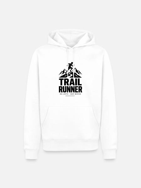 Trail Runner No Limits Lauf T-Shirt - Männer Premium Bio Hoodie - Weiß