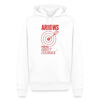 Bogenschießen – Arrows Prefer Direct Feedback - Männer Premium Bio Hoodie - Weiß - Vorne - Nico (187cm)