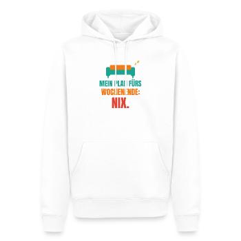 Mein Plan fürs Wochenende: Nix. - Männer Premium Bio Hoodie - Weiß - Vorne - Nico (187cm)