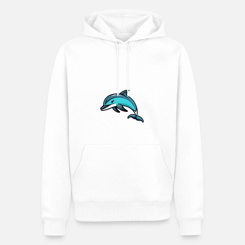Delfin Comic - Männer Premium Bio Hoodie - Weiß
