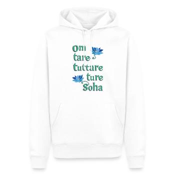 Om Tare Tuttare Ture Soha - Sweat à capuche Premium bio Homme - blanc - Devant - Nico (187cm)