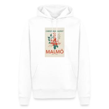 Marché de Noël Malmö Affiche Suède 1960 - Sweat à capuche Premium bio Homme - blanc - Devant - Nico (187cm)