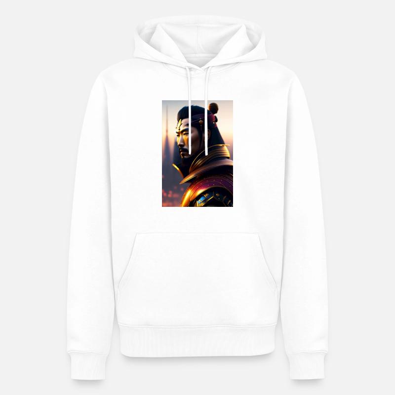 Futuristische Samurai - Männer Premium Bio Hoodie - Weiß