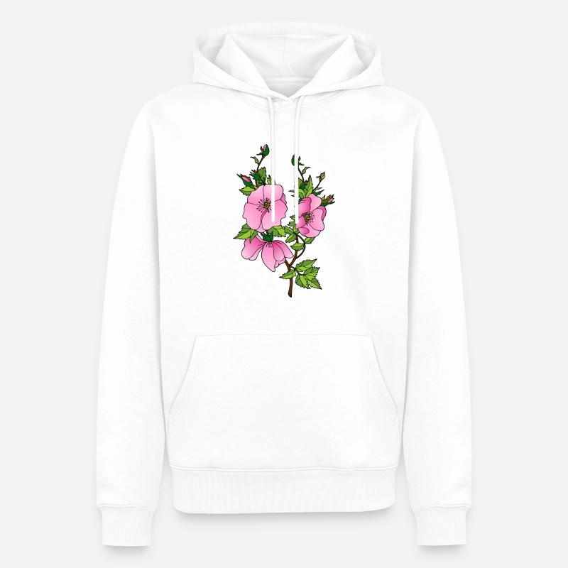Fleur - Sweat à capuche Premium bio Homme - blanc