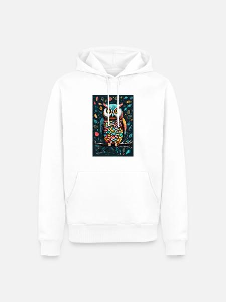 Bunte Eule - Männer Premium Bio Hoodie - Weiß