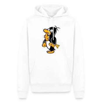 Un pingouin mange trois poissons attrapés par la faim délicieux - Sweat à capuche Premium bio Homme - blanc - Devant - Nico (187cm)