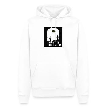 i want to believe - Männer Premium Bio Hoodie - Weiß - Vorne - Nico (187cm)