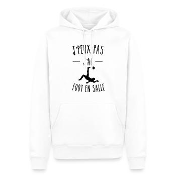 je peux pas j ai foot en salle homme - Sweat à capuche Premium bio Homme - blanc - Devant - Nico (187cm)