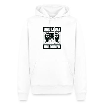 Gaming Gamer Papa Dad Level Unlocked Gift Idea - Sweat à capuche Premium bio Homme - blanc - Devant - Nico (187cm)