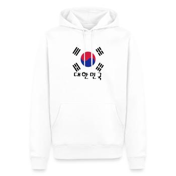 Corée du Sud drapeau et txt coréen - Sweat à capuche Premium bio Homme - blanc - Devant - Nico (187cm)