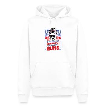 Stop regulating women and start regulating guns - Men’s Premium Organic Hoodie - white - Front - Nico (187cm)