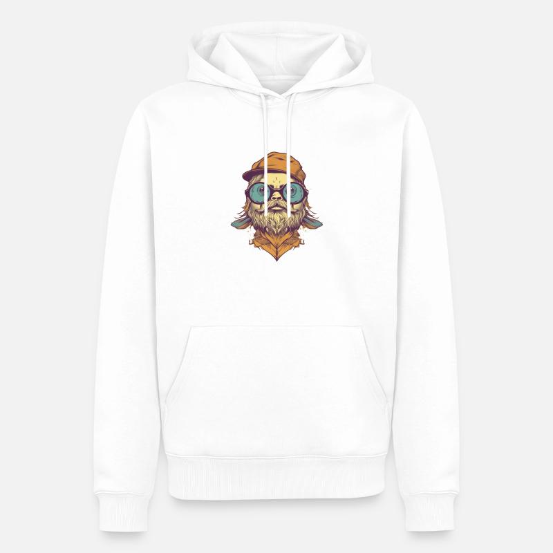 hipster fish 7 - Sweat à capuche Premium bio Homme - blanc