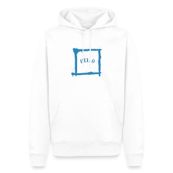 Minimalist Greeting - Men’s Premium Organic Hoodie - white - Front - Nico (187cm)