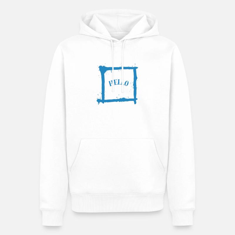 Minimalistischer Gruß - Männer Premium Bio Hoodie - Weiß