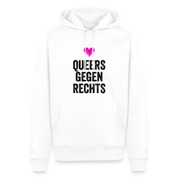 QUEERS GEGEN RECHTS - Männer Premium Bio Hoodie - Weiß - Vorne - Nico (187cm)