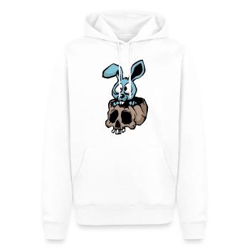 Kaninchen im Schädel - Männer Premium Bio Hoodie - Weiß - Vorne - Nico (187cm)