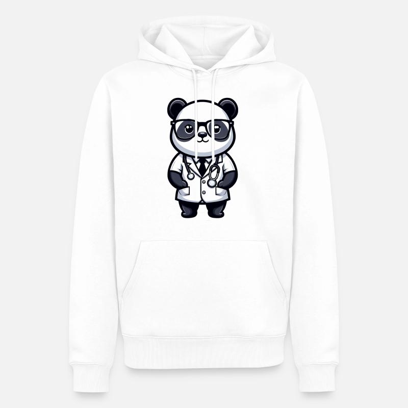 Docteur panda mignon - Sweat à capuche Premium bio Homme - blanc