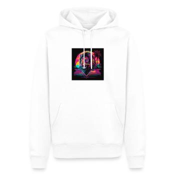 Lion with neon colors, synthwave / 80s - Men’s Premium Organic Hoodie - white - Front - Nico (187cm)