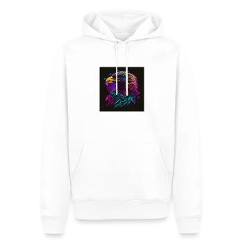Adler mit Neonfarben, Synthwave / 80er Jahre - Männer Premium Bio Hoodie - Weiß - Vorne - Nico (187cm)