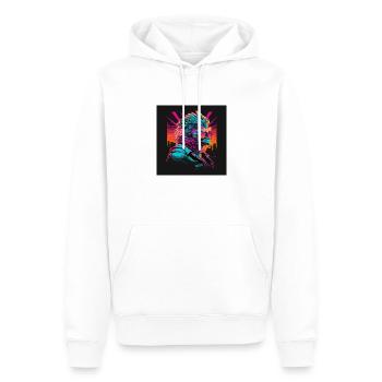Huhn mit Brille Kamel mit Neonfarben 80er Jahre - Männer Premium Bio Hoodie - Weiß - Vorne - Nico (187cm)