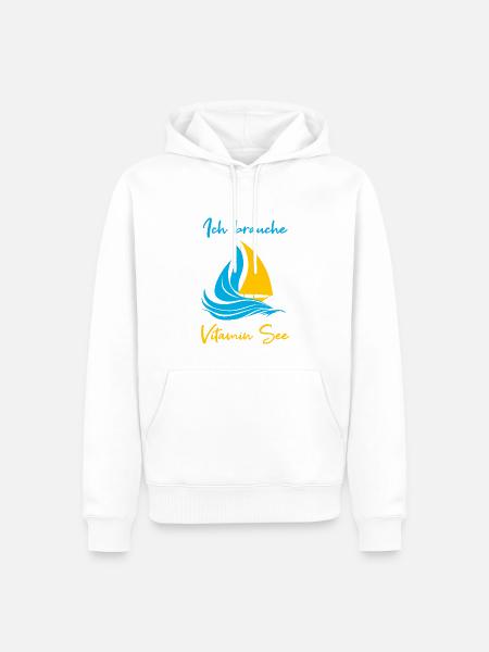 Ich brauche Vitamin See - Männer Premium Bio Hoodie - Weiß