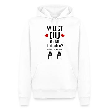 Heiratsantrag Idee lustig heiraten Heirat Hochzeit - Männer Premium Bio Hoodie - Weiß - Vorne - Nico (187cm)