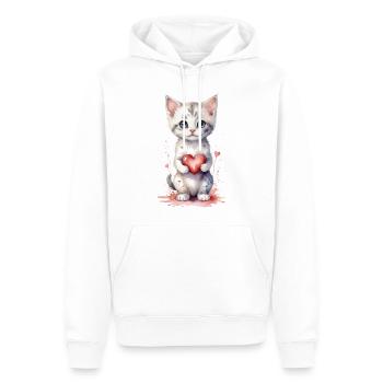 Purrfect Love - Katze mit Herz Aquarell - Männer Premium Bio Hoodie - Weiß - Vorne - Nico (187cm)