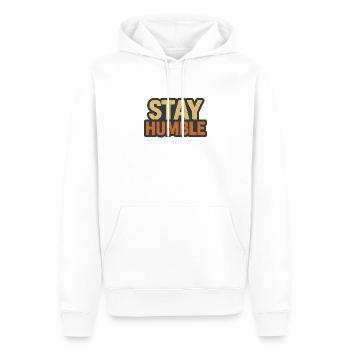 Stay Humble – Retro Quote Style - Men’s Premium Organic Hoodie - white - Front - Nico (187cm)
