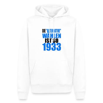 AfD stoppen gegen rechts Demokratie Vielfalt 1933 - Männer Premium Bio Hoodie - Weiß - Vorne - Nico (187cm)