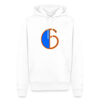 6. 6 ANS. 6e ANNIVERSAIRE. ANNIVERSAIRE 6 ANS. SIX - Sweat à capuche Premium bio Homme - blanc - Devant - Nico (187cm)