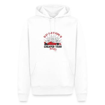 Les courses de voitures de circuit sont moins chères que les cadeaux de thérapie - Sweat à capuche Premium bio Homme - blanc - Devant - Nico (187cm)