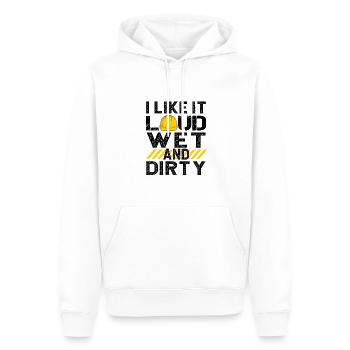 I Like It Loud Dirty Saying Construction Site Men - Männer Premium Bio Hoodie - Weiß - Vorne - Nico (187cm)